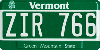 VT license plate ZIR766