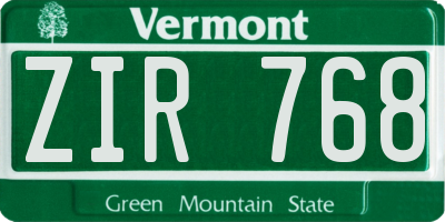 VT license plate ZIR768