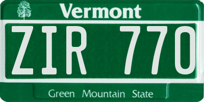 VT license plate ZIR770