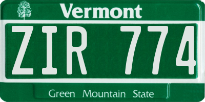 VT license plate ZIR774
