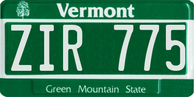 VT license plate ZIR775
