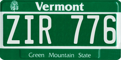 VT license plate ZIR776