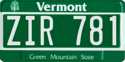 VT license plate ZIR781