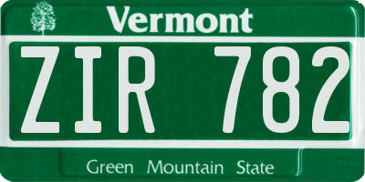 VT license plate ZIR782