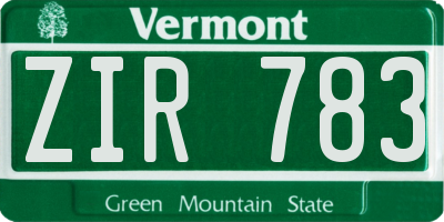 VT license plate ZIR783