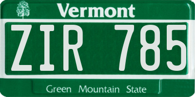 VT license plate ZIR785