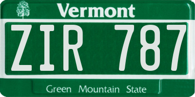 VT license plate ZIR787