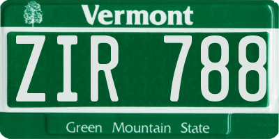 VT license plate ZIR788
