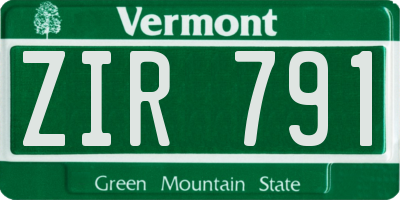 VT license plate ZIR791