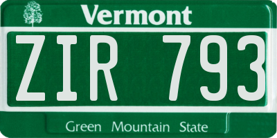 VT license plate ZIR793
