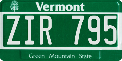 VT license plate ZIR795