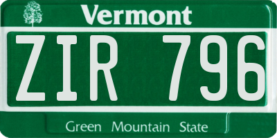 VT license plate ZIR796