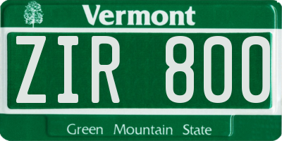 VT license plate ZIR800