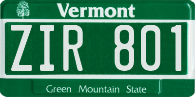 VT license plate ZIR801