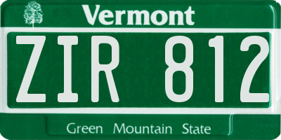 VT license plate ZIR812