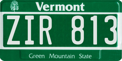 VT license plate ZIR813