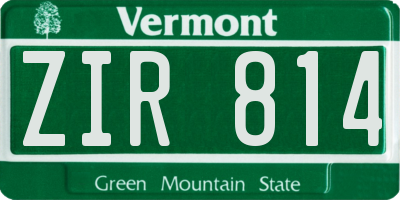 VT license plate ZIR814