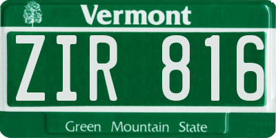 VT license plate ZIR816