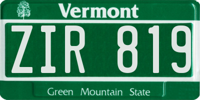 VT license plate ZIR819