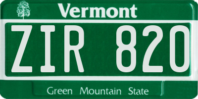VT license plate ZIR820