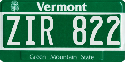VT license plate ZIR822