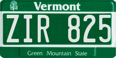 VT license plate ZIR825