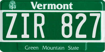 VT license plate ZIR827