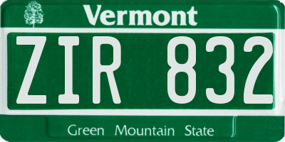 VT license plate ZIR832