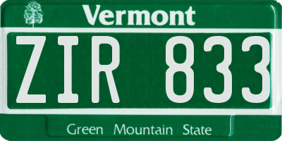 VT license plate ZIR833