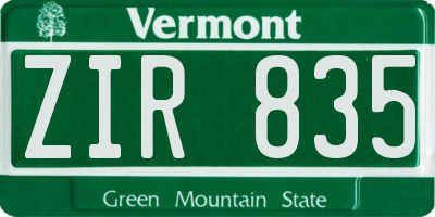 VT license plate ZIR835