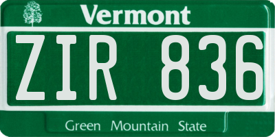 VT license plate ZIR836
