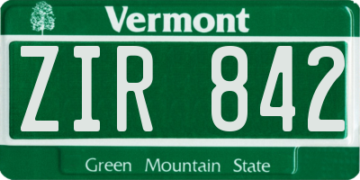 VT license plate ZIR842