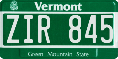VT license plate ZIR845