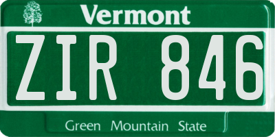 VT license plate ZIR846