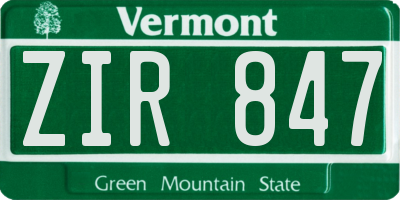 VT license plate ZIR847