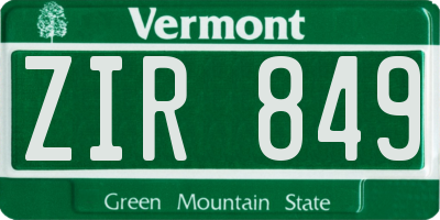 VT license plate ZIR849