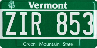 VT license plate ZIR853