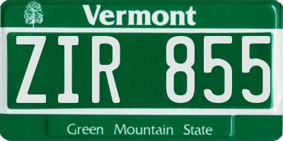 VT license plate ZIR855