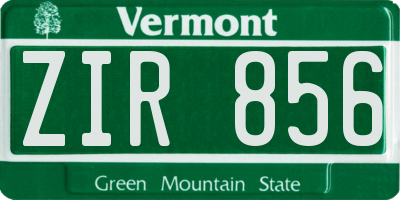 VT license plate ZIR856