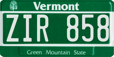 VT license plate ZIR858