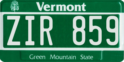 VT license plate ZIR859