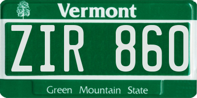 VT license plate ZIR860