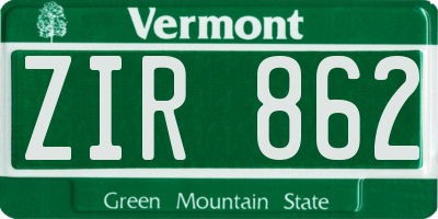 VT license plate ZIR862