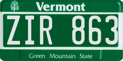 VT license plate ZIR863