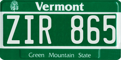 VT license plate ZIR865