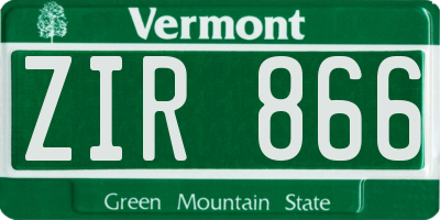VT license plate ZIR866