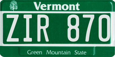 VT license plate ZIR870