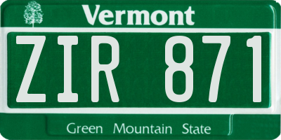 VT license plate ZIR871