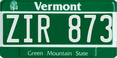 VT license plate ZIR873