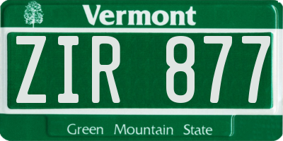 VT license plate ZIR877